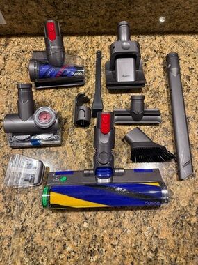 Dyson Multi-Attachment Vacuum Tool Set in Gray with Blue & Yellow Roller